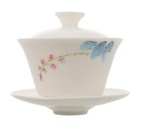Gadpiparty Tasse à Thé Kung Fu en Porcelaine avec Couvercle et Soucoupe Bol de Dégustation Vintage en Céramique Service à Thé Traditionnel Chinois pour Cérémonie et Infusion Aromatique