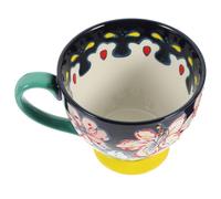 Gadpiparty Tasse en Céramique Décorée Main Motif Floral, Poignée Robuste, Capacité D'environ 430ml, Bureau Petits Déjeuners