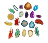 Gadpiparty Tranches D’agate Naturelle Colorées Perforées 20 Pcs - Pierres Décoratives en Agate Teinte Vive - Accessoires DIY Bijoux et Carillons Éoliens - Petite Taille Multicolore