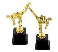 Gadpiparty Trophée de Taekwondo en Plastique Or 2pcs pour Compétition et Fêtes, Trophée de Récompense Lumineux pour Cérémonies et Célébrations Sportives