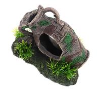 Gadpiparty Vase Ancien en Ruine pour Aquarium en Résine, Décor D'aquarium Grotte D'élevage pour Poissons et Crevettes, Cachette Naturelle pour Aquarium D'intérieur, Ornement Décoratif