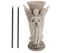 Gadpiparty Vase Funéraire Beige en Résine et Fer avec Ouverture Élargie et Pointe Métallique Solide pour Décoration de Tombeaux avec Fleurs Artificielles ou Fraîches Commémoration Toute