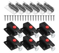 Gadpiparty Verrou à Ressort pour Portes D'armoire 6pcs en Abs et Alliage de Zinc Noir avec Bouton-poussoir Pratique pour Meubles et Bibliothèques