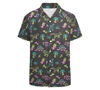 GADZILLE Chemise hawaïenne décontractée boutonnée à manches courtes pour homme, Dinosaure Vert fluo, XX-Large