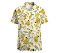 GADZILLE Chemise hawaïenne pour homme - Chemise décontractée à manches courtes - Chemise de plage Aloha - Chemise de fête, Banane tropicale., Taille L