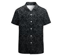 GADZILLE Chemise hawaïenne pour homme décontractée boutonnée à manches courtes Aloha Chemise de plage Chemise de fête, Tête de mort noire., Taille 4XL