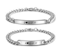 Gaehsmide Bracelets assortis personnalisés pour couples - Cadeaux pour couples - Initiale personnalisée - Bracelets d'amitié - Cadeaux d'anniversaire, de Noël, de Saint-Valentin pour lui et elle, One