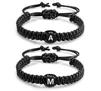 Gaehsmide Bracelets assortis personnalisés pour couples - Cadeaux pour couples - Initiale personnalisée - Bracelets d'amitié - Cadeaux d'anniversaire, de Noël, de Saint-Valentin pour lui et elle, One