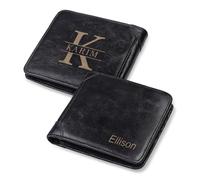 Gaehsmide Portefeuille personnalisé avec blocage RFID pour homme - Portefeuille en cuir à deux volets avec photo pour papa, mari, cadeau d'anniversaire, de Noël, de Saint-Valentin, RFID-Noir 1