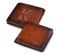 Gaehsmide Portefeuille personnalisé avec blocage RFID pour homme - Portefeuille en cuir à deux volets avec photo pour papa, mari, cadeau d'anniversaire, de Noël, de Saint-Valentin, RFID-Marron 1