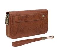 GAEKEAO Portefeuille Femme Grand, Portemonnaie avec Double Fermeture Eclair | Porte Carte de Blocage RFID en Simili-cuir, Porte Feuille de Grande Capacité avec Bracelet à Main Grip et Bracelet Amovible