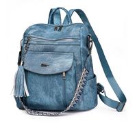 GAEKEAO Sac à dos pour femme, sac à main tendance en cuir synthétique, sac à main convertible pour voyage, usage quotidien, A03 Bleu denim, Medium, Sacs à dos de voyage