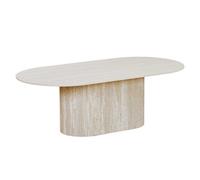 GAEL - Table basse ovale en céramique beige 120 cm