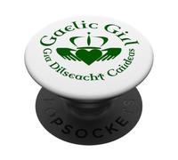 Gaelic Girl GRA, Dilseacht, Cairdeas Claddagh Roundel PopSockets PopGrip Adhésif