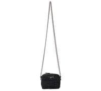 Gaëlle Paris, Femme, Sacs, Noir, Taille: ONE Size Sac Bandoulière Noir Tissé avec Lettrage Strass