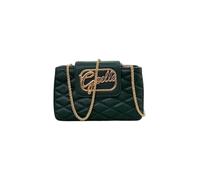 Gaëlle Sac à bandoulière en cuir matelassé noir avec logo doré, chaîne tressée or, design élégant