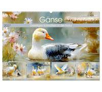 Gänse. Geselliges Schnattern in der Natur (Wandkalender 2027 DIN A2 quer), CALVENDO Monatskalender: Malerische Bilder voller ruhiger Naturmomente mit charmanten Gänsen
