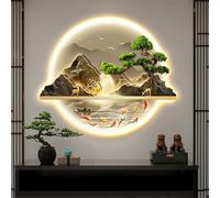 GAENZA Décoration Murale De Paysage avec Lumière LED, Sculptures Murales 3D, Peinture Murale avec Lumière LED, Décoration D'entrée De Foyer, Peinture De Paysage avec Lumière,01,60 * 50cm