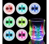 GAESHOW 12 Pieces Dessous de Verre Lumineux, Dessous de Verre LED, 7 Couleurs Autocollants LED, sous-Verres LED pour Boissons pour Bars, Fêtes et KTV (6 cm)