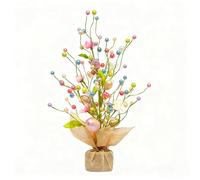 GAESHOW Arbre de Pâques avec lumières, 45 cm Arbre de brindille de Pâques avec Oeufs, Branches Métal Réglables, Décoration Paques Fête Anniversaire Noël Bapteme Oeuf de Paques, Lumineux à Piles