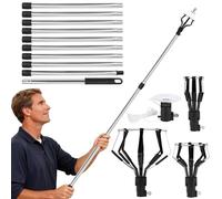 GAESHOW Changeur D'ampoule Pour Plafonds Hauts, 3.65 M Alliage D'aluminium, Avec 3 Griffes Réglables Et 1 Ventouse Réglable, Télescopique, Extracteur D'ampoule Multifonctionnel Cueillette de Fruits