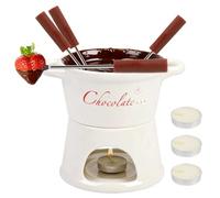 GAESHOW Ensemble de fondue au chocolat, bougie chauffe-plat avec 4 fourchettes et bougie chauffe-plat, pot chaud de 300 ml pour fête, maison, anniversaire, pique-nique