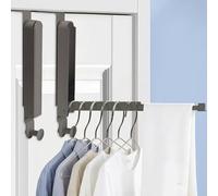 GAESHOW Lot de 2 porte-manteau de porte pliables, crochets de porte à suspendre, rallonges extensibles sans perçage, crochets pliables, noirs