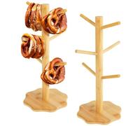 GAESHOW Lot de 2 supports pour bretzels en bois, porte-tasses à café, porte-gobelets d'arbre pour cuisines, cafés, boulangeries, restaurants, supermarchés, fêtes de famille
