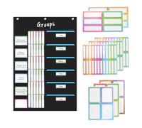 GAESHOW Tableau de Poche Standard, Tableau de Poches pour Les Tâches de Classe, Comprend 96 Cartes, Tableau de Poche en Nylon, pour Démonstrations en Classe