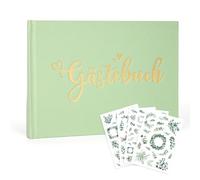 Gästebuch Hochzeit, Sticker Hochzeit Gästebuch, 72 Seiten Hochzeitsgästebuch, Hochzeitsalbum für Erinnerungen, Kommt mit Vier Wunderschönen DIV-Hochzeitsaufklebern, 21 * 21 cm