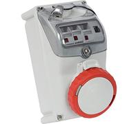 gaestopas key-block - Prise murale interrupteur 3 pôles + neutre + terre 32 A 6 heure/S IP67 avec fusible Rouge