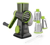 Gaethra Râpe à fromage avec manivelle, coupe-légumes, 3 lames à tambour interchangeables en acier inoxydable, râpe à tambour manuelle, mandoline à légumes, idéale pour les concombres, le fromage, les