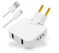 GAEVAZ Prise USB multiple extra-plate avec 2 ports USB Idéal derrière les meubles, canapé, lit ou TV Prise murale plate sûre et compacte (1 unité)