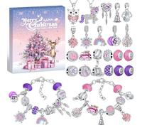 Gaeymy Calendrier de l'Avent Bijoux, Calendrier Avent DIY Charms Cadeau, Calendrier de l'Avent 2025 Enfant Ado Fille Femme, Calendrier Avent Bracelet Colliers Kit pour 6 7 8 9 10 11 12 13 Ans