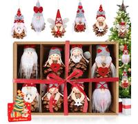 Gaeymy Pomme de Pin Decoration Noel Sapin, 8 pièces de Pendentifs Lutin de Noel, Gnomes Suspension avec Pomme de Pin Décorations de Noël, Kit Decoration Noel GNOME Ange