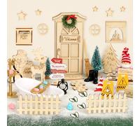 Gaeymy Porte Lutin Farceur de Noel 58PCS, 2025 Lutin Farceur de Noel Kit Complet pour Fille, Mini Maison de Poupée DIY Accessoires Décoration, Miniature Renne Elfe Arbre Lampe Fenêtres Bottes Clôture