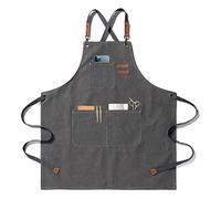 Gaf Nuncew Tablier de Travail Homme Lourde en Toile avec 3 Poches, Réglable - pour Cuisine, Barbecue, Soudure et Atelier (Gris)