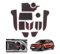 GAFAT Compatible avec Kia Niro SG2 Hybrid e-Niro EV 2022-2025 Tapis Antidérapants, Niro 2024 Tapis en Caoutchouc pour Console Centrale, Porte-Gobelet, Couture de Porte, Niro SG2 Accessoires (Rouge)