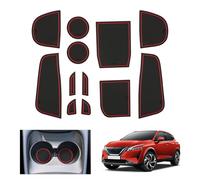 GAFAT Compatible avec Nissan Qashqai J12 e-Power 2023 2024 2025 Tapis Antidérapants, Qashqai e power 2024 Tapis en caoutchouc Console Centrale, Couture de Porte, Qashqai J12 Accessoires (Rouge)