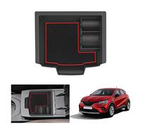 GAFAT Compatible avec Renault Captur 2/ Symbioz 2025 2026-2020 Boîte de Rangement Console Centrale, Facelift Captur 2025 Organisateur d'Accoudoir, Avec Tapis, Pour Pièces, Accessoires Captur 2 (Rouge)