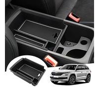 GAFAT Compatible avec Skoda Kodiaq 2017-2023/ Karoq 2017-2024 Boîte de Rangement pour Console Centrale, Karoq 2024 Accoudoir Plateau Organiseur à Gants, Kodiaq Accessoires (Blanc)