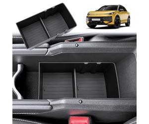 GAFAT Compatible avec VW T-Roc 2026 2027 Organiseur Console Centrale (Sous) | Boîte de Rangement inférieur de l'Accoudoir, T ROC II Life Style R-Line Accessoires d'origine, avec Tapis