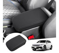 GAFAT Compatible avec VW Tiguan 3 2024 2025 Housse d'Accoudoir Central, Ti-guan III 2024 Console Centrale Protection Rembourrage en Microfibre Synthétique Cuir PU, Ti-guan 3 Accessoires (Noir-Blanc 1)