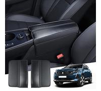 GAFAT Peugeot 3008 5008 508 2016-2024/C5 Aircross DS7 Crossback 2018-2025 Housse d'Accoudoirs, Housse de Coussin pour Accoudoir de Console Centrale en Cuir PU (Blanc)