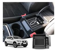 GAFAT Seat Ateca FR Facelift/Cuprα Ateca 2017-2023 2024 2025 Boîte de Rangement pour Console Centrale Accoudoir, Organiseur Plateau d'Accoudoir Central, Boîte à Gants, Seat Ateca Accessoires (Blanc)