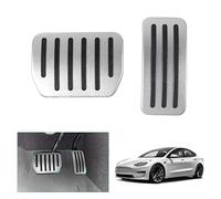 GAFAT Tesla Model Y Juniper 2025 2026/ Model 3 2022-2025 2026 Pédales pour Gaz et Freins, Model 3 Highland Capuchons Pedale, Recouvrement Repose-Pieds, Tesla Model Y 2025 Accessoires (Argenté)