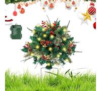 gafdu Garniture d'Urne de Noël - Décorations de Fêtes Artificielles avec LED,Décoration De Porche pour Les Fêtes - pour Intérieur Extérieur Porche Porte d'Entrée Pas de Porte Patio Jardin