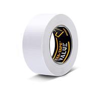 Gaffer DEFENDER EXA-TAPE : gaffer adhésif/ruban adhésif en tissu pour le masquage, la fixation et le marquage, très forte adhérence, facile à retirer et à déchirer, 50 mm נ50 m, blanc brillant