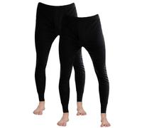 Gaffer Lot de 2 caleçons longs thermiques pour homme - Sous-vêtements thermiques à manches courtes et longues - Pour l'hiver et le ski, Fond noir - Lot de 2, S