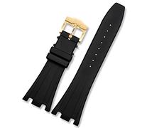 GAFNED Bande de montre en silicone pour AP STRACTES DE RETROYAGE DE REFFIRATION DE 28 mm avec des bandes noires de boucle pliante(Buckle gold clasp)